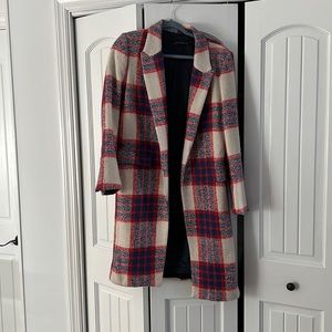 ZARA TARTAN WOOL BLEND COAT